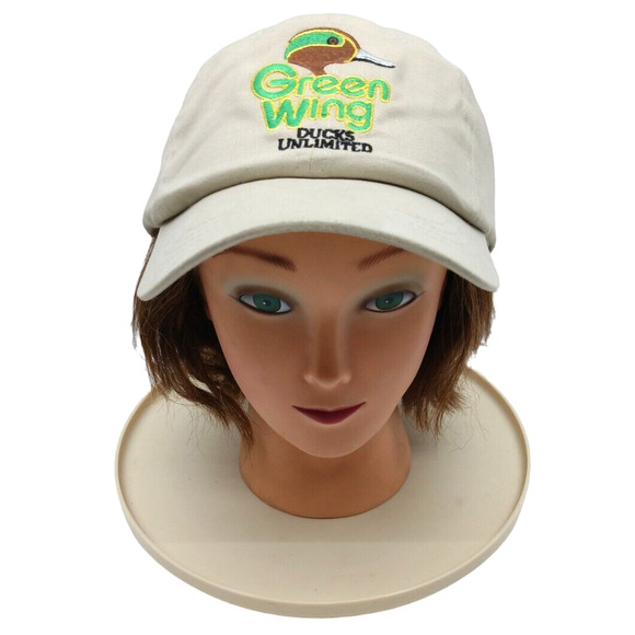 Ducks Unlimited Smaller Size, Embroider Green Wing Strap Back Hat Duck Cap, NEW - Picture 2 of 7